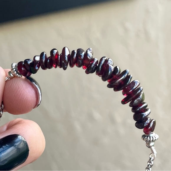 Set ! Dark red garnet snowflake necklace + earrings winter xmas set - Picture 2 of 14